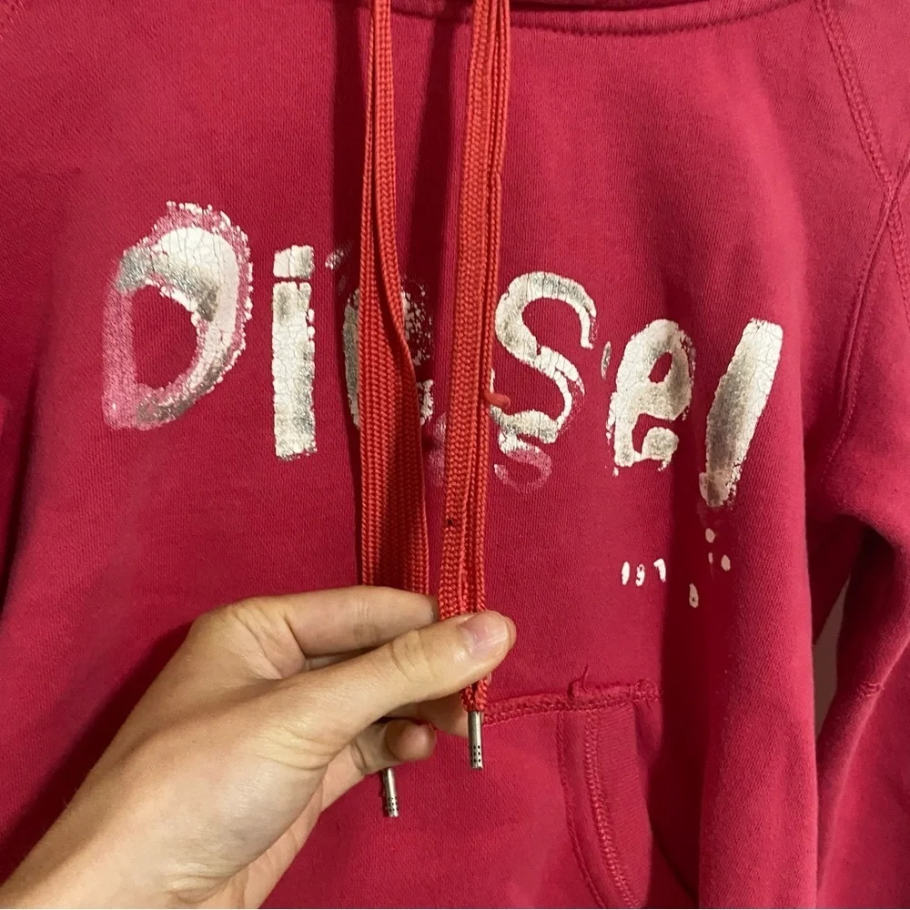 Vintage Diesel Hot Pink Logo Hoodie size Small - Picture 4 of 9